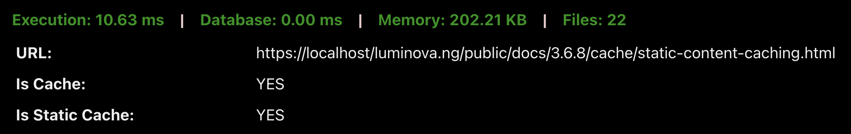 Performance Metric for Static Cache Rendering Screenshot